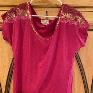 Women's sequin short sleeve blouse